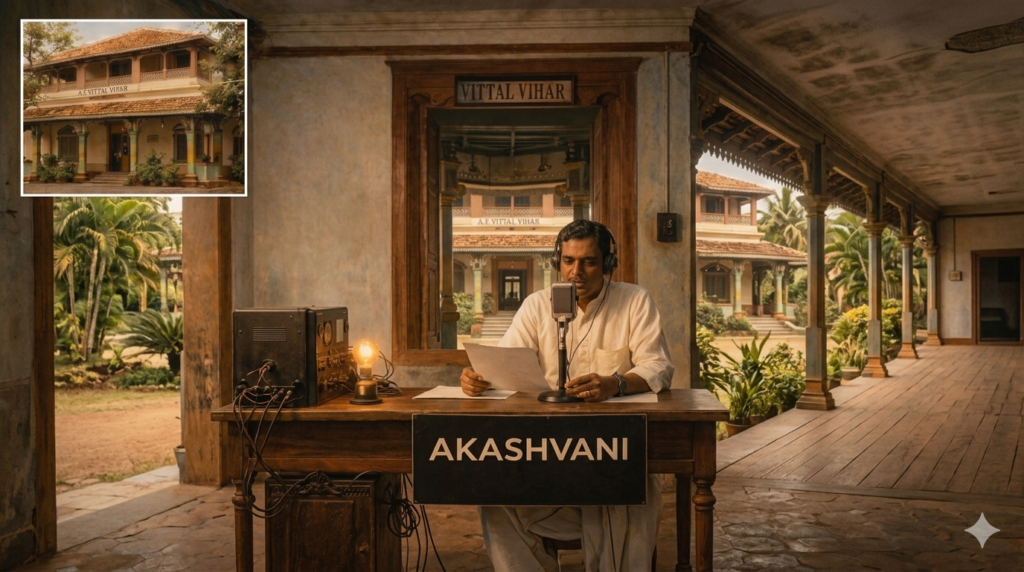 prof mv gopalaswamy broadcasting at akashvani mysuru 1935 birthplace of india's first private radio station at vittal vihar mysore